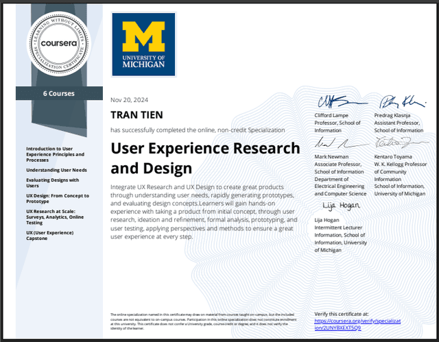 User Experience Research and Design